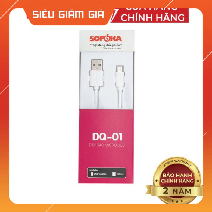 Cáp sạc SOPOKA DQ01 chân Micro USB chính hãng dây 1M