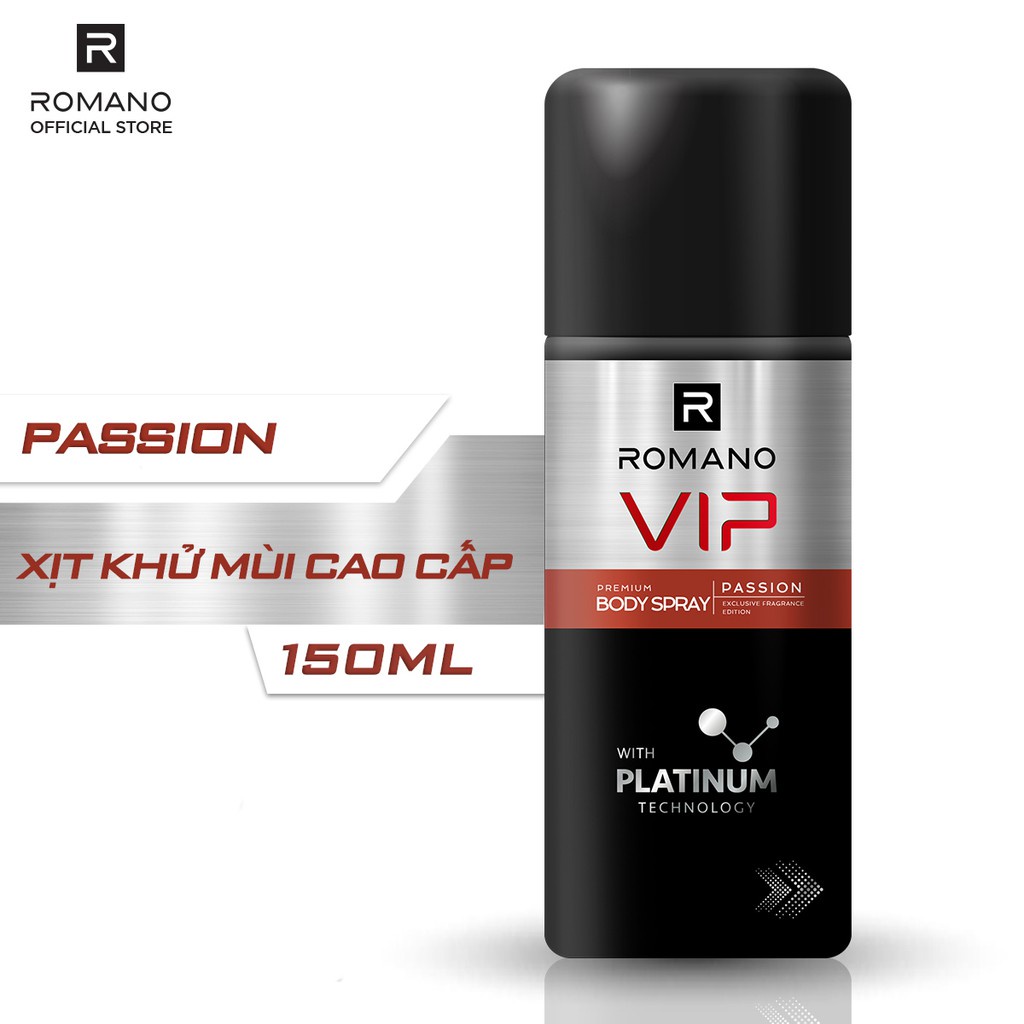 Xịt toàn thân cao cấp Romano Vip sang trọng đẳng cấp ngăn mồ hôi và mùi cơ thể 150ml