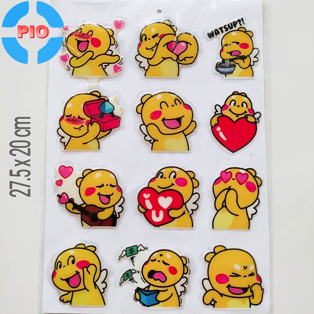 [Mẫu Ngẫu Nhiên] Bộ Tem Khủng Long Con Dập Nổi Cao Cấp, Sticker cute dán Xe Máy, Ô Tô, Mũ Bảo Hiểm, Chống Thấm