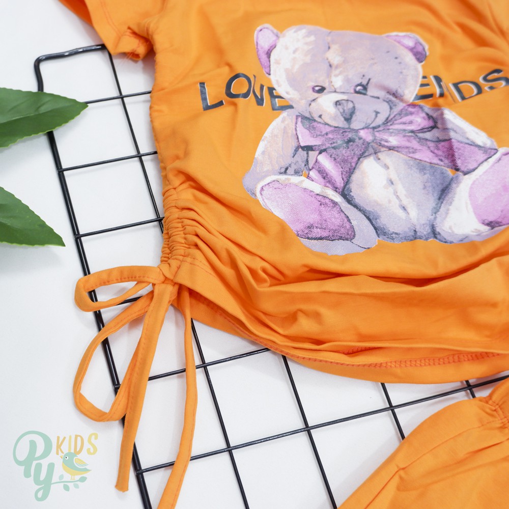 Bộ lửng gấu dây rút / Chan.nel / hoa cúc hở vai, cotton cho bé gái từ 8-38kg