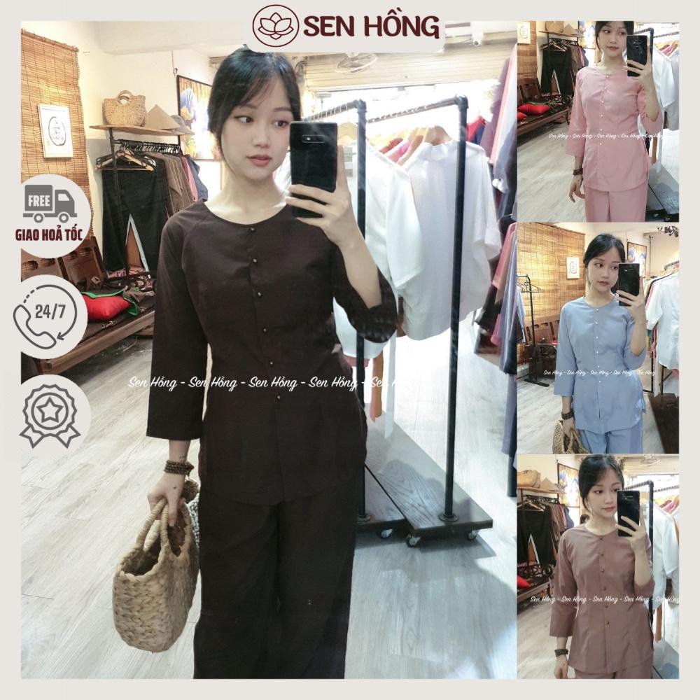 BÀ BA KATE NỮ 4 MÀU # đồ lam đi chùa đi chơi # bà ba truyền thống dáng trơn đính cúc ngọc B15