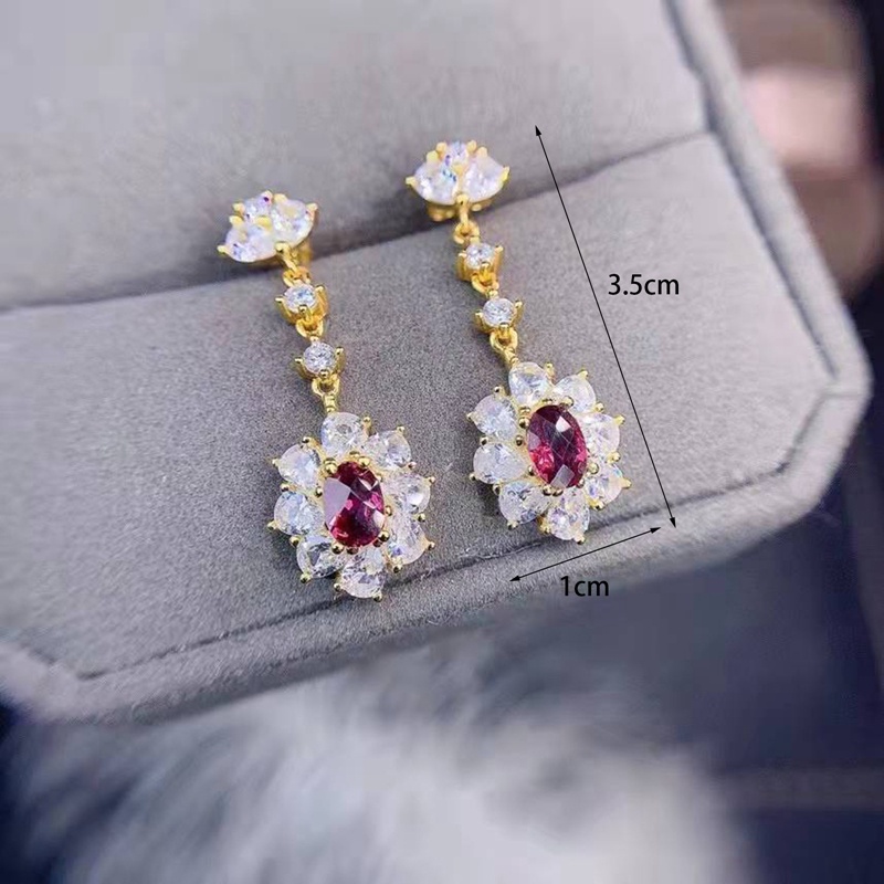 Bông Tai Mạ Vàng 18k Đính Đá Nhiều Màu Sắc Thời Trang Cho Nữ