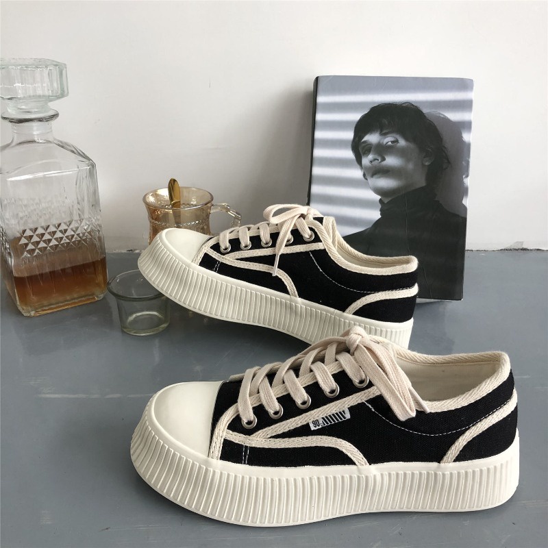 Giày Thể Thao canvas Trắng Đen Thời Trang Nữ Tính