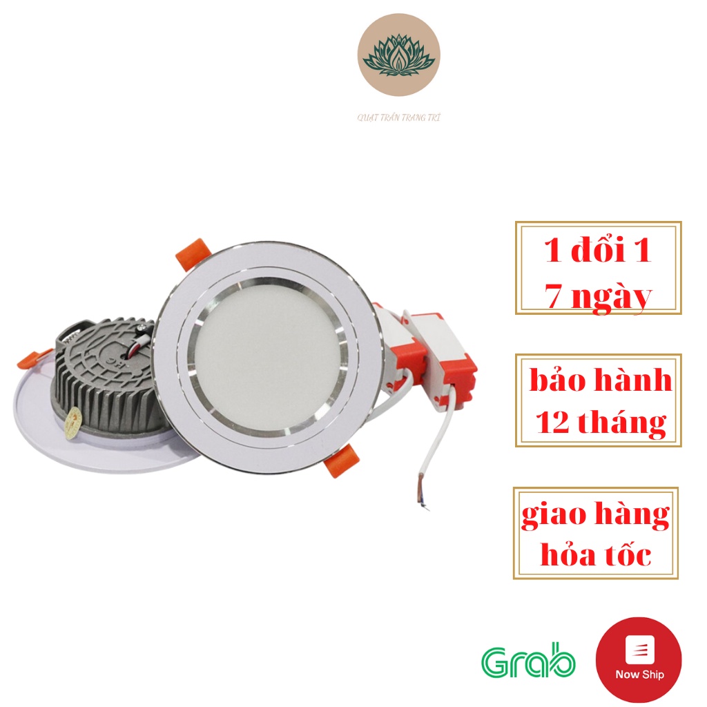 Đèn Led Âm Trần 7W 3 Chế Độ, Đèn Âm Trần Đế Đúc, Đế Tản Cao Cấp