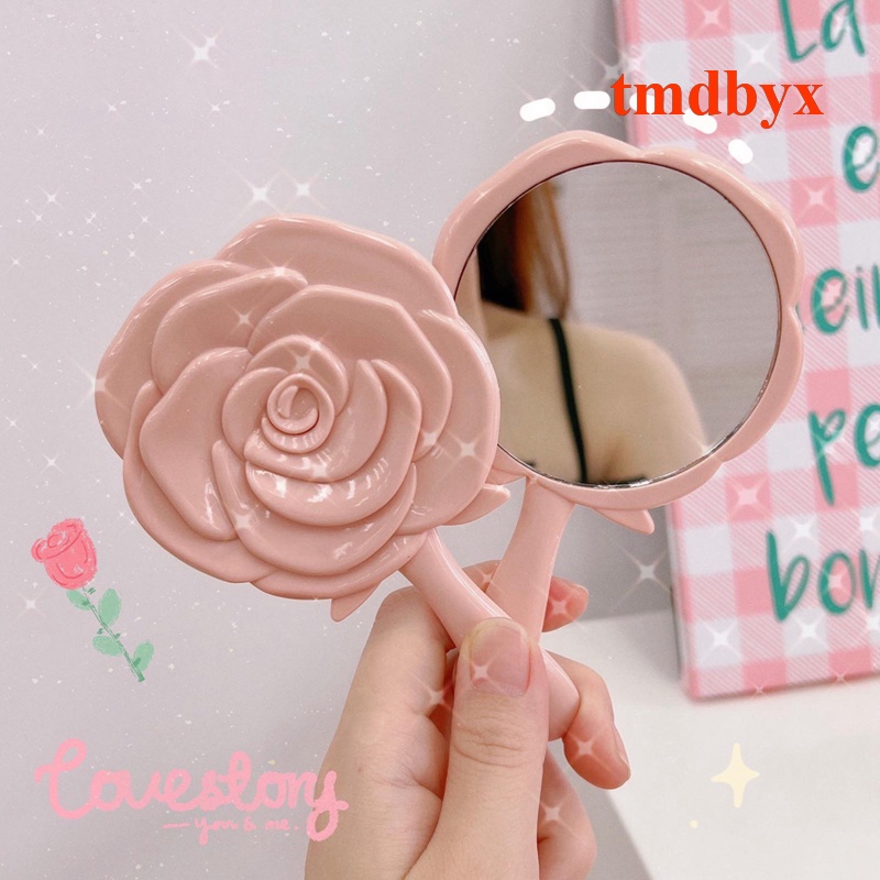 Gương Trang Điểm Cầm Tay Hình Hoa Hồng Phong Cách Bắc Âu Dễ Thương