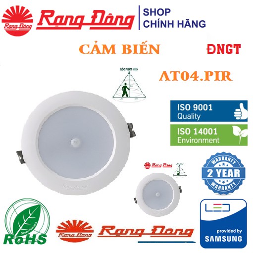 Đèn LED Downlight âm trần cảm biến 9W Rạng Đông AT04L Vỏ nhôm đúc