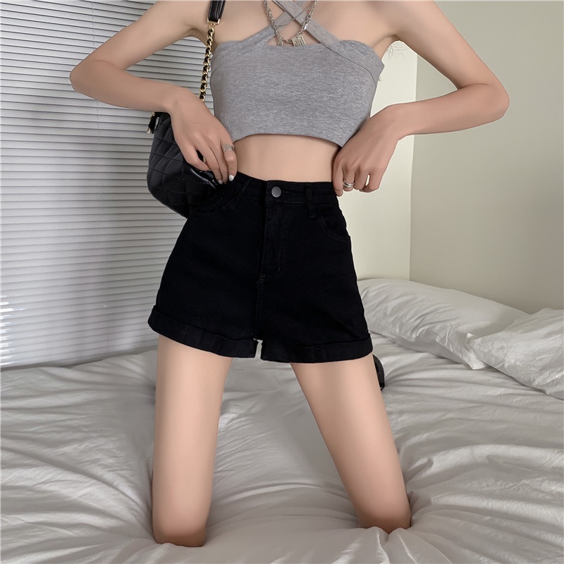 Quần Short Nữ kaki Cạp Cao Lật Lai Thời Trang cao cấp