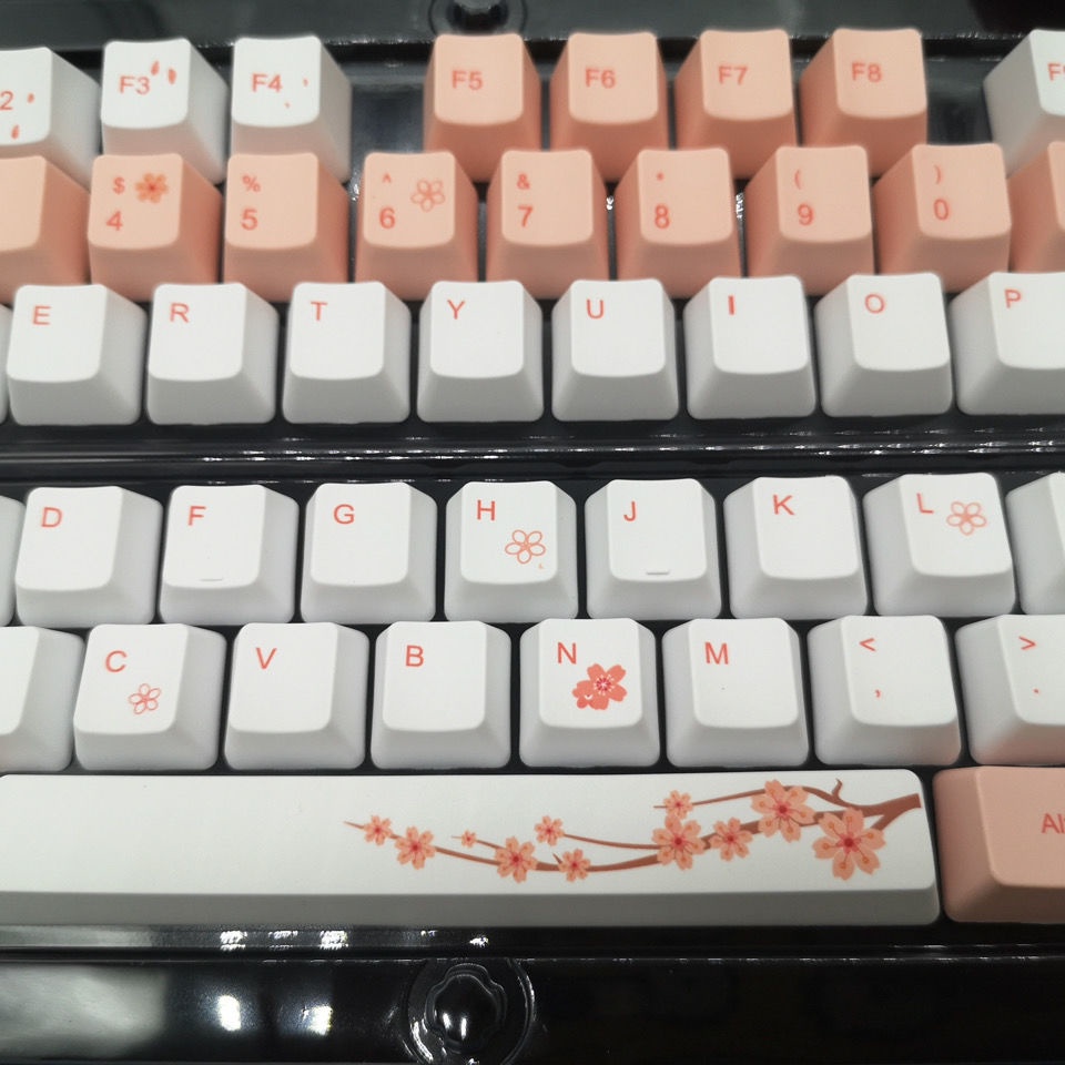Sakura Hollekitty Nút Bàn Phím Cơ OEM Trục Đen Xanh Lá Cá Tính Chủ Đề Cá Nhân Hóa Đơn