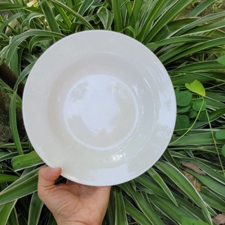 Đĩa Gốm Tráng Men Trắng Tròn