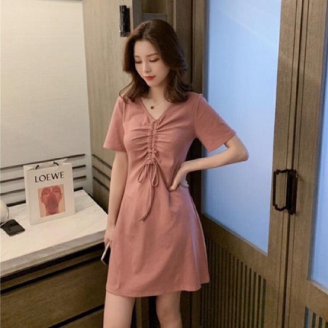 Váy suông thun dây rút ngực xinh xắn | BigBuy360 - bigbuy360.vn