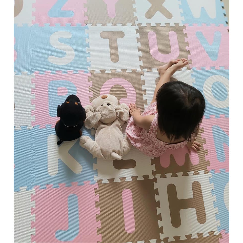 THẢM XỐP CAO CẤP CHO BÉ SMILE PUZZLE KHÔNG MÙI - TIÊU CHUẨN CHÂU ÂU - CHỮ SỐ + CHỮ CÁI  36 miếng