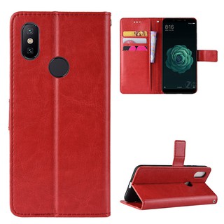 Bao da điện thoại dạng ví trơn bóng cho dòng Xiaomi Mi A2 Lite