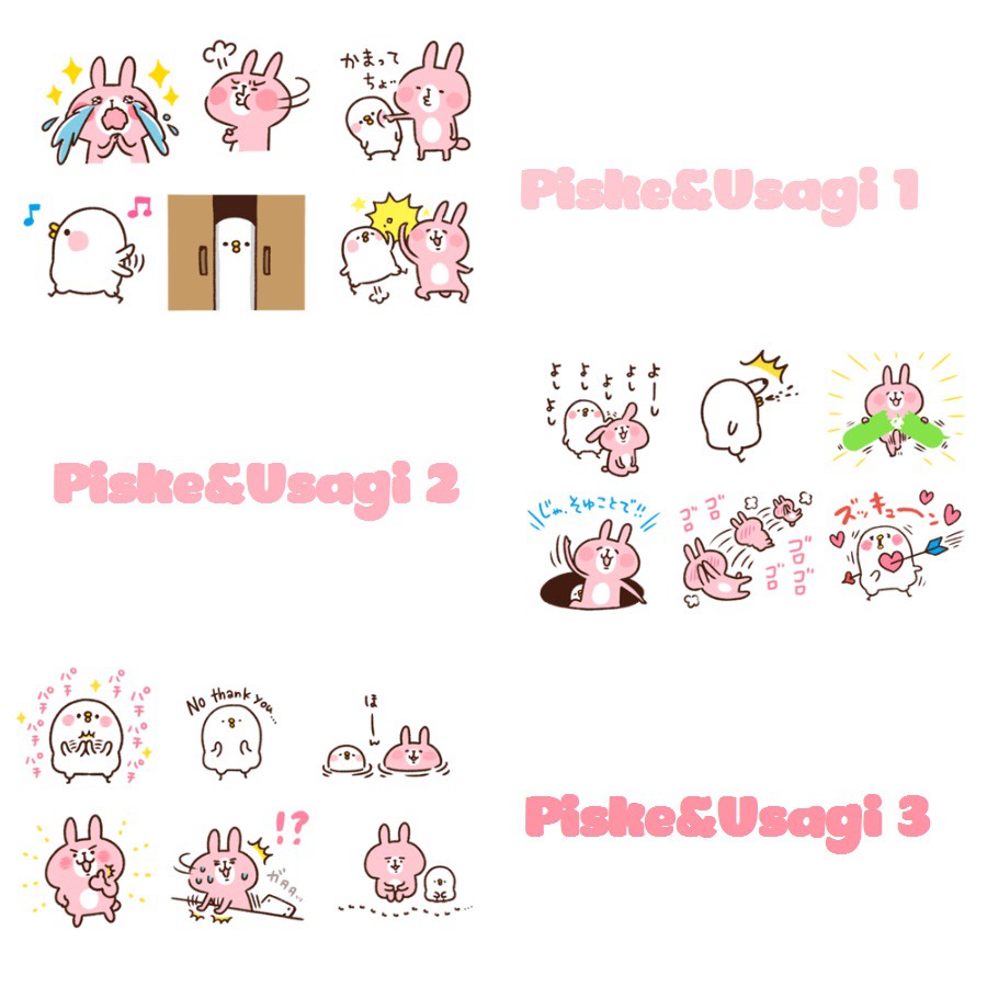 Set 40 sticker hình dán Piske&Usagi