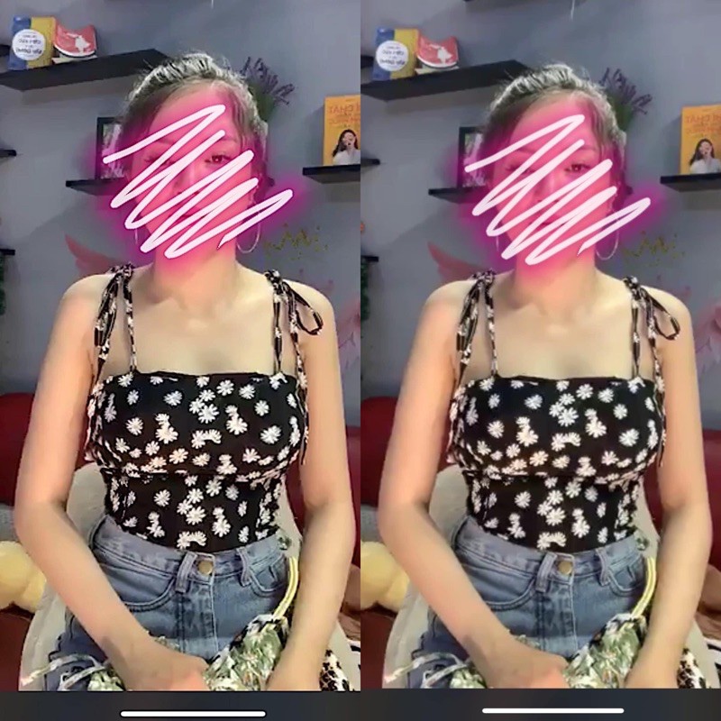 áo hai dây hoa cúc buộc nơ | BigBuy360 - bigbuy360.vn