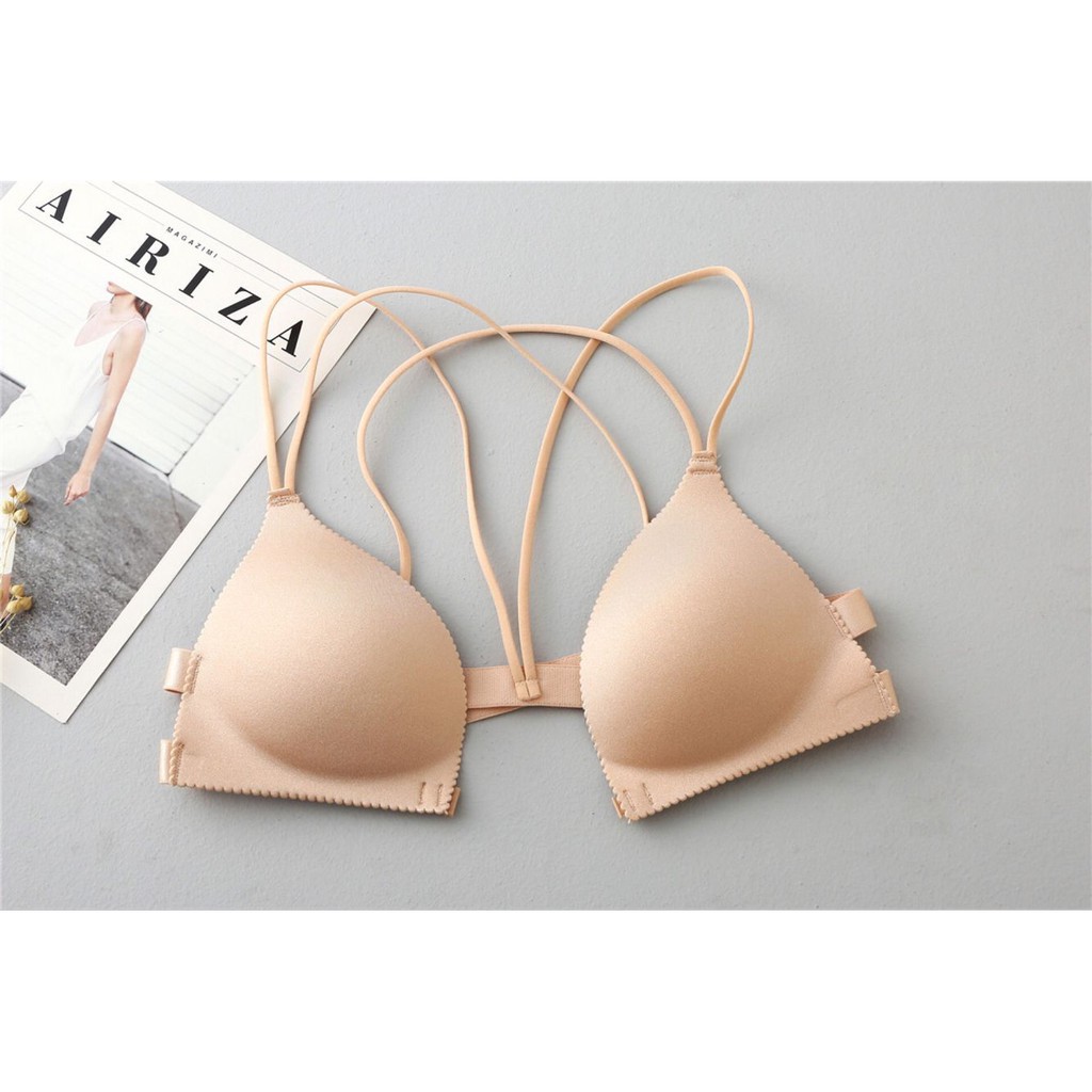 Áo bra nữ bàn tay nâng ngực cài trước - Áo bralette coton mềm không gọng mút mỏng Y45