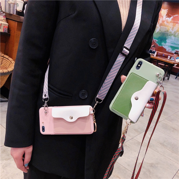 Ốp điện thoại Pocket Card soft with strap Phone Case cho xiaomi poco m3 X3 NFC X2 mi A1 A2 A3 MI note 10 LITE 10T pro 9T phone cover