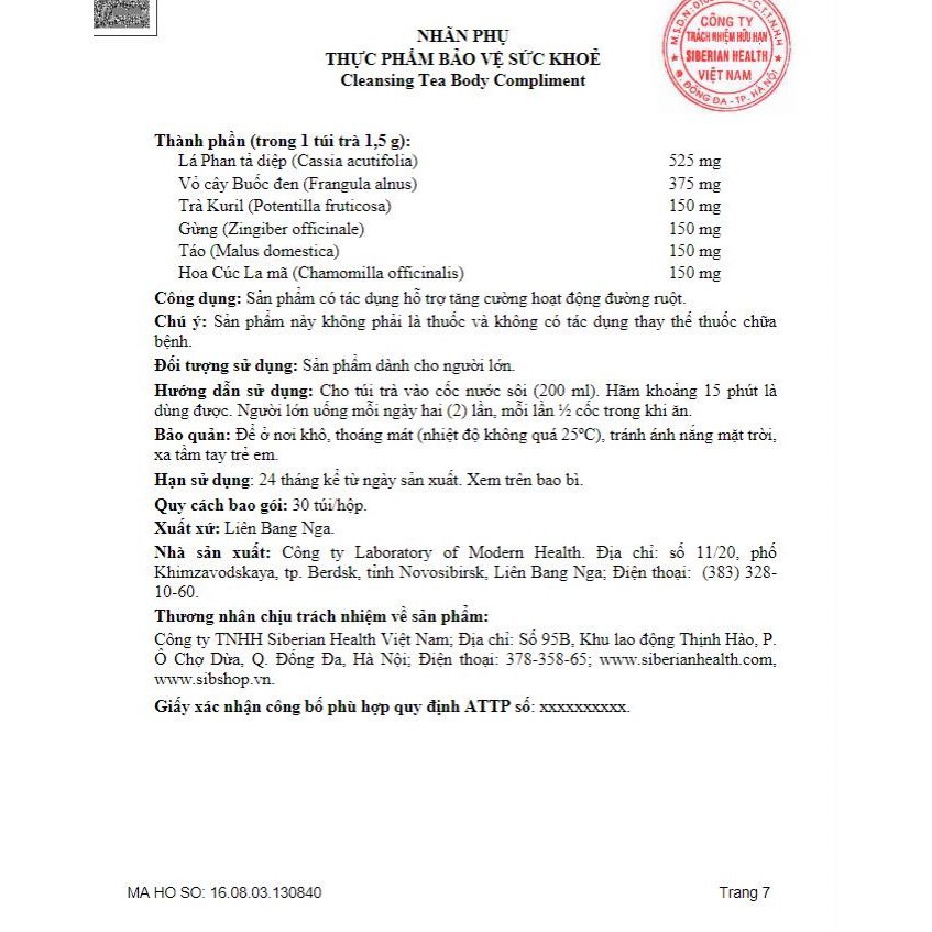 Trà thảo mộc 💥 Cleansing T Body Compliment Siberi Nga 💥 GIẢM MỠ 💥 DÁNG THON | BigBuy360 - bigbuy360.vn