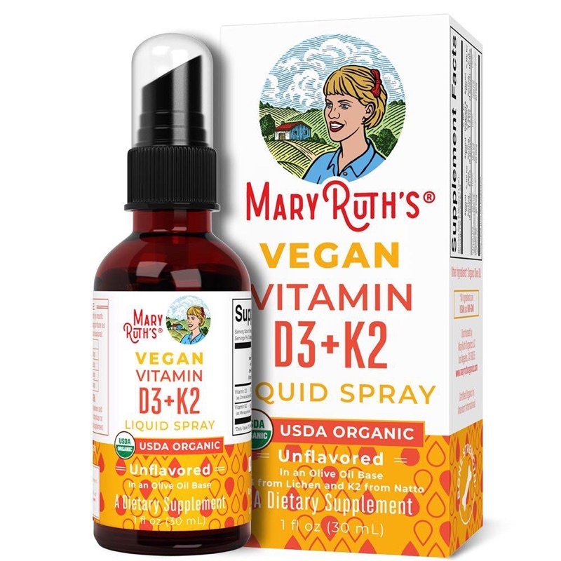 Vitamin D3 + k2 hữu cơ MaryRuth 30ml