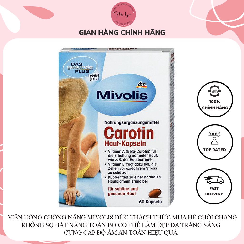 Viên Uống Chống Nắng Mivolis Đức Thách Thức Mùa Hè Chói Chang Không Sợ Bắt Nắng Toàn Bộ Cơ Thể Làm Đẹp Trắng Da
