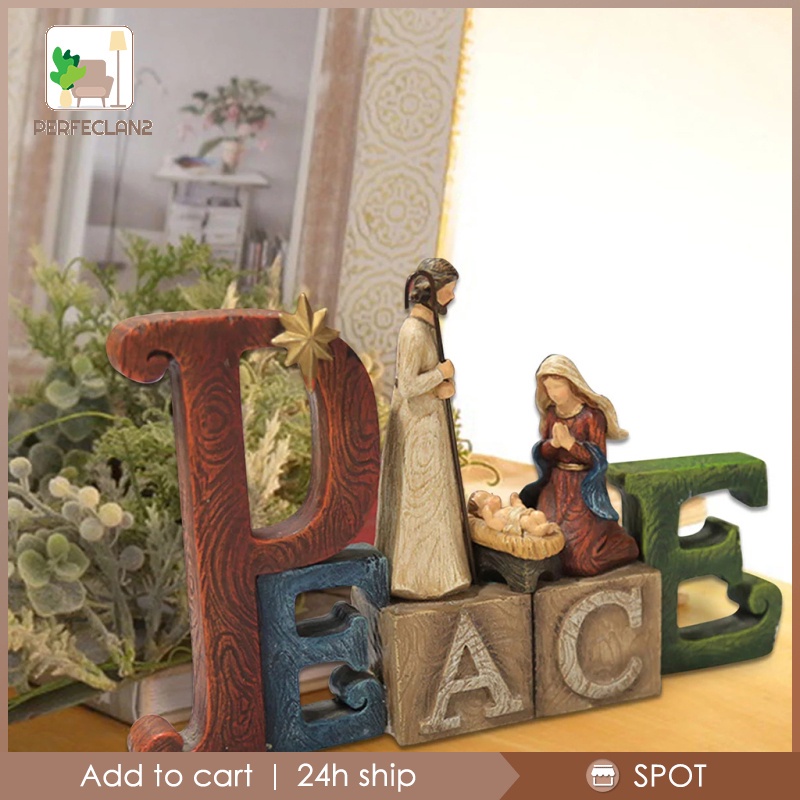 ✨Hàng sẵn sàng✨Christmas Nativity Scene Figures Resin Crafts Ornaments 24.5x16x5.2CM