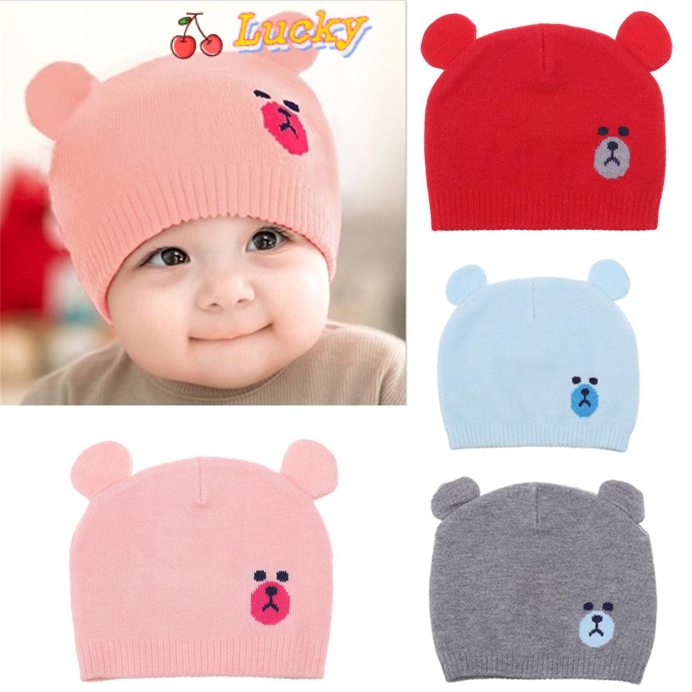 Mũ Beanie Dệt Kim Mềm Mại Dày Dặn Giữ Ấm Mùa Đông In Họa Tiết Hoạt Hình Nhiều Màu Sắc Cho Bé Trai / Gái