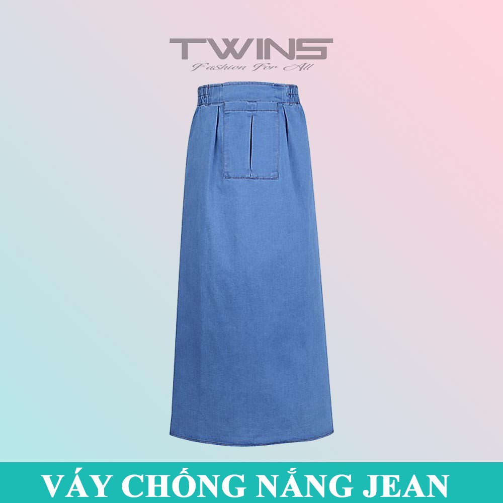 Váy chống nắng Jean dày dạng dán hoặc cột dây hoặc nút bấm