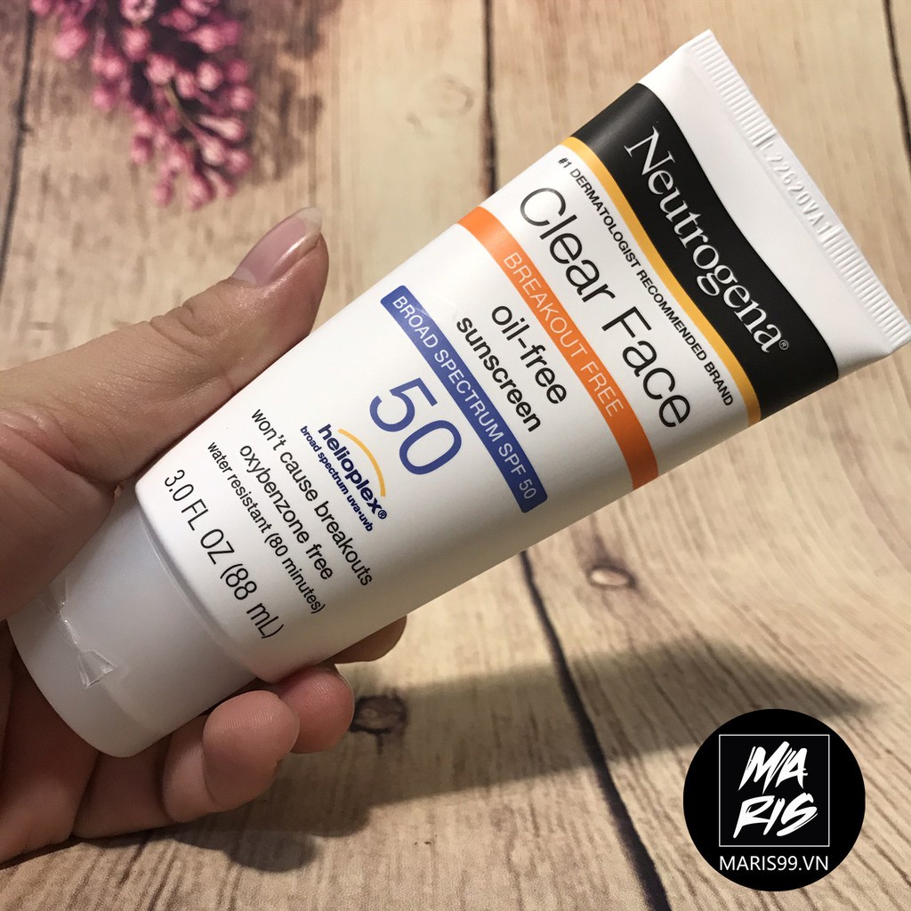 Kem Chống Nắng Neutrogena Clear Face Break Out Free Oil Free Sunscreen Broad Spectrum SPF50