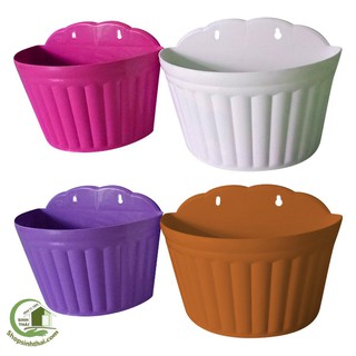 Chậu Nhựa Ốp Tường Bán Nguyệt Lớn 31cm x 17 x 18H - giao màu ngẫu nhiên