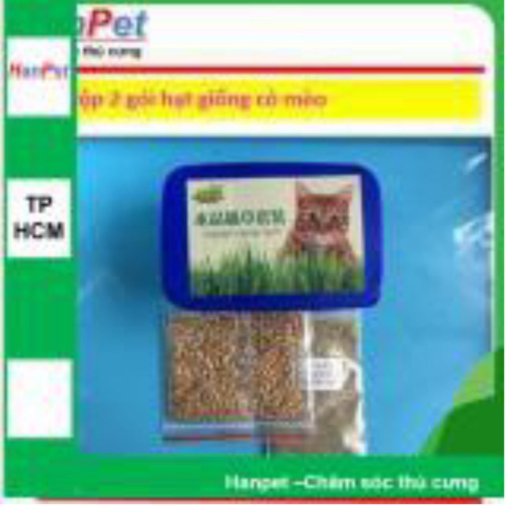 Hộp 2 gói hạt giống cỏ mèo (hanpet 384) tặng kèm 1 gói bột cỏ mèo