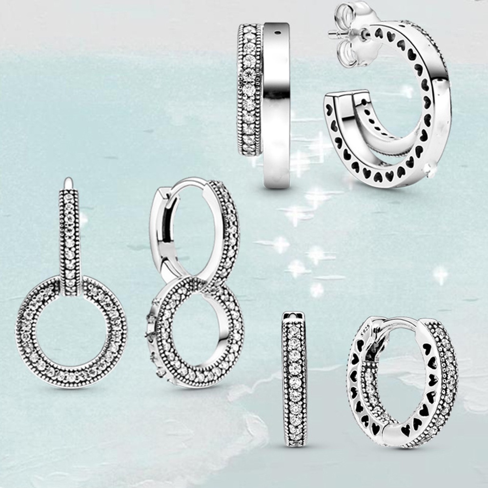 Bông Tai Mạ Bạc 925 Hình Hoa Tuyết Đính Đá Thời Trang Hàn Quốc Cho Nữ