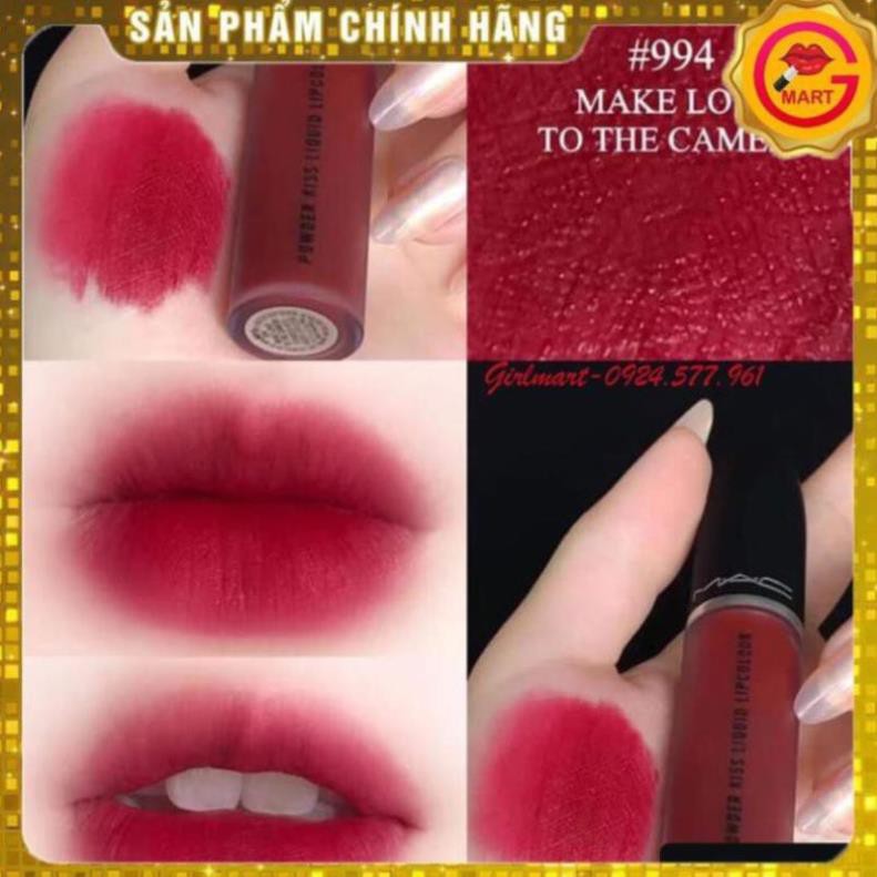 Son Kem Lì MAC Powder Kiss Liquid 994 Make Love To The Camera - Màu đỏ rượu trầm