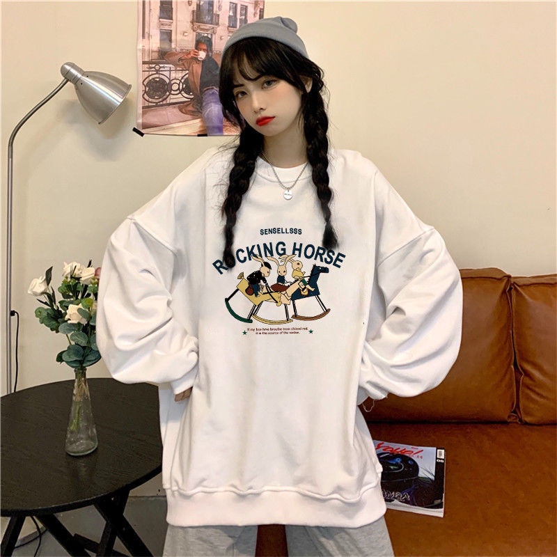 Áo Hoodie Mỏng Dáng Rộng In Họa Tiết Thời Trang Hàn Quốc 2022 Cho Nữ