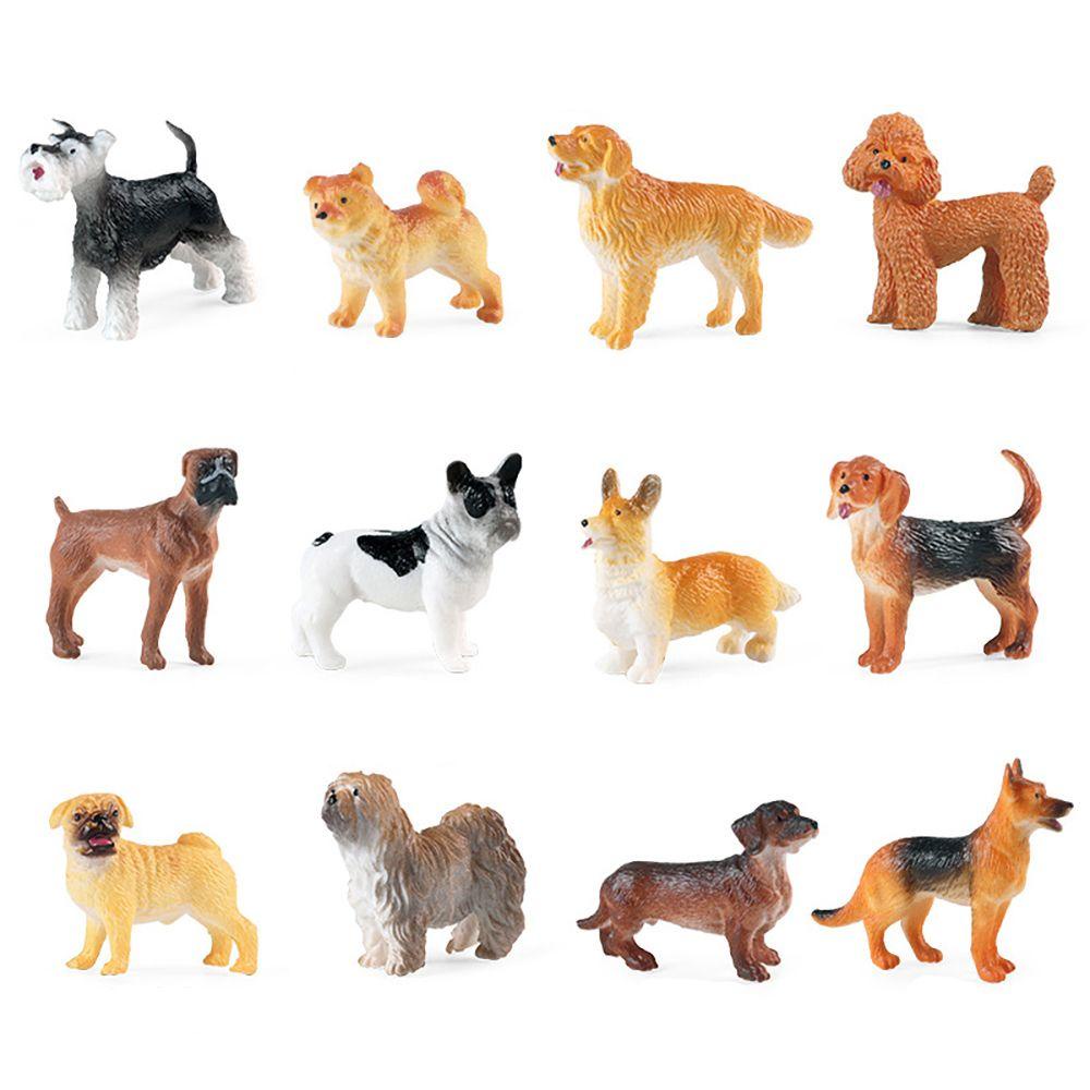 Bộ 12 Mô Hình Chú Chó Teddy Corgi Tự Nhiên Giống Thật