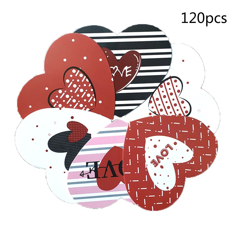 Set 120 tấm thiệp chúc mừng hình trái tim mini dùng để làm quà tặng