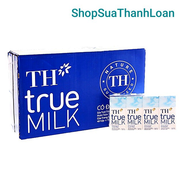 [HSD T10-2021] Thùng Sữa tươi tiệt trùng TH true MILK CÓ ĐƯỜNG 180ml