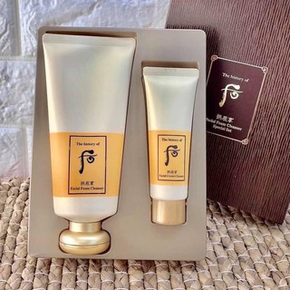 Set Sữa rửa mặt dưỡng ẩm chống lão hóa Whoo vàng tặng kèm kem tẩy trang - Who Jin Yang Facial Foam Cleanser 180ml + 40ml
