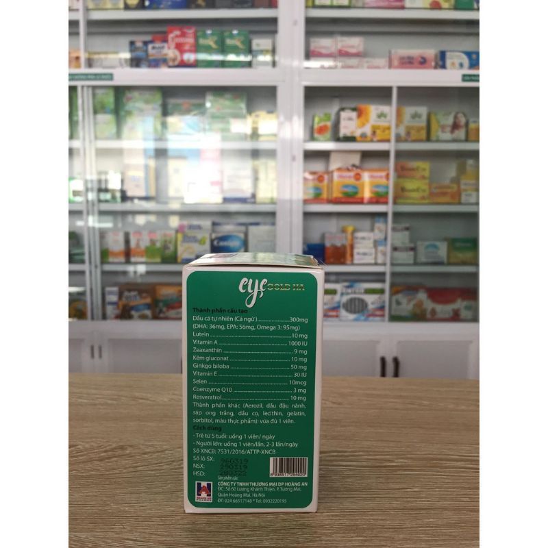 Viên sáng mắt Eye Gold dùng cho người suy giảm thị lực mắt mờ, quáng gà, mỏi mắt - Lọ 30 viên