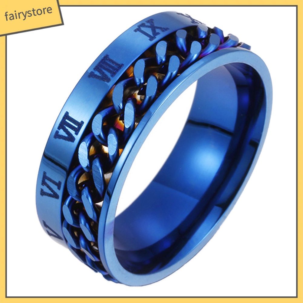 Nhẫn thép titan khắc họa tiết số La Mã thời trang