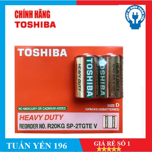 Pin Đại Toshiba, Size D, 1.5V Không sạc, vỉ 2 viên, R20KG SP 2TGTE V- Tuấn Yến
