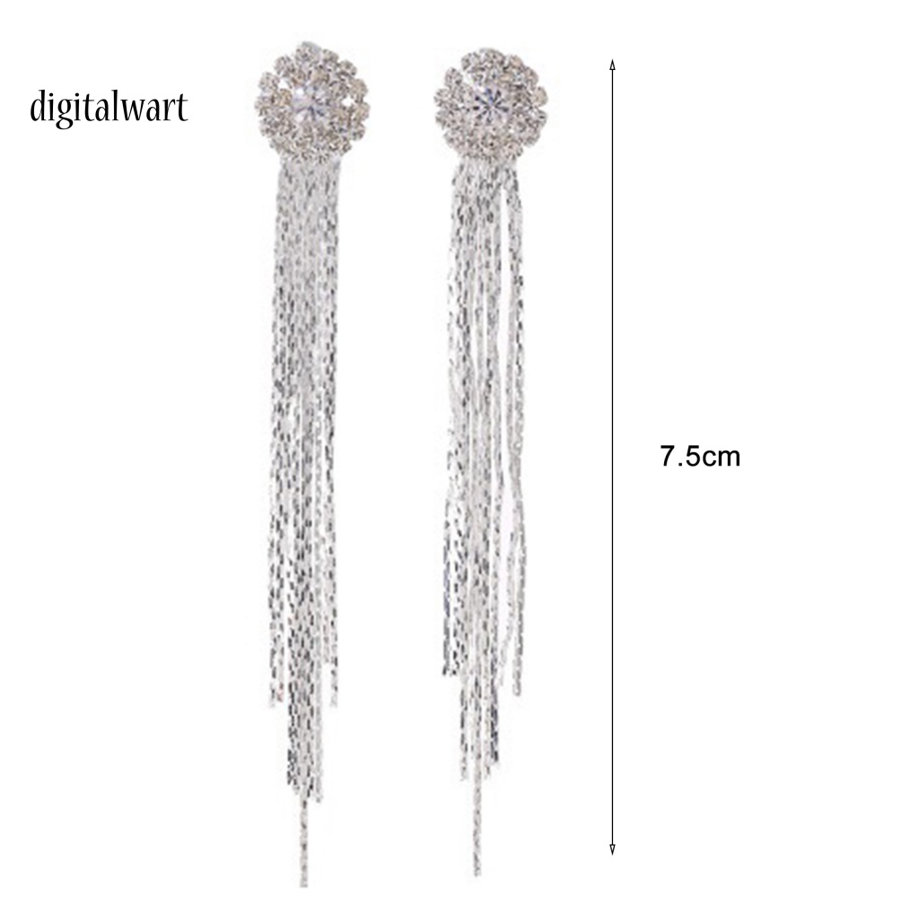 Đôi Bông Tai Dáng Dài Phối Tua Rua Đính Đá Thời Trang Cho Nữ