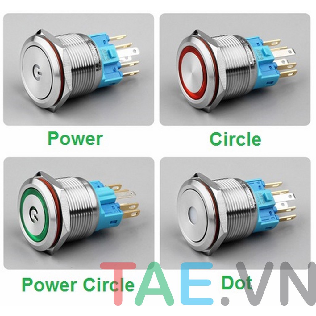 Nút Nhấn Kim Loại Có Đèn 22mm
