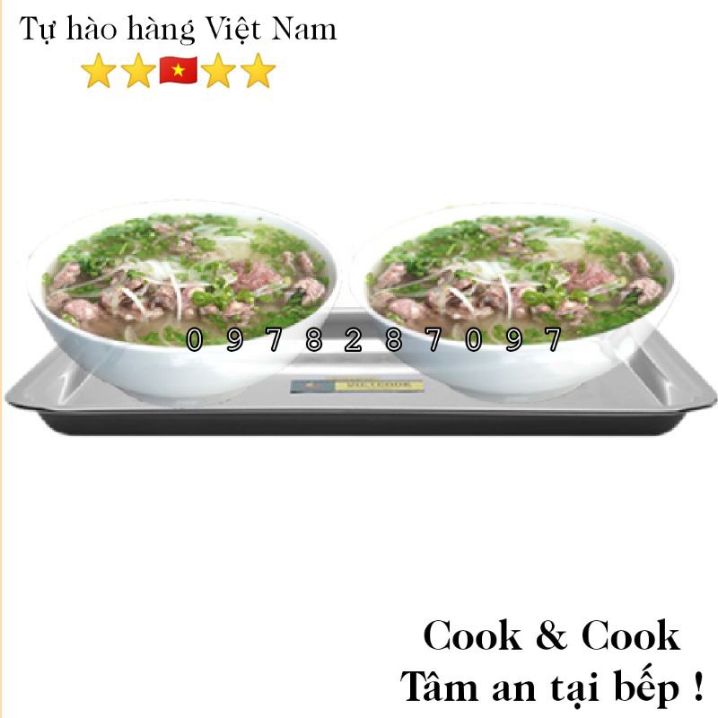 [Chính Hãng] Khay mâm chữ nhật inox size 30x40, 35x50 cm Vietcook&cook loại dầy