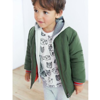 Áo bomber Zara màu xanh viền cam