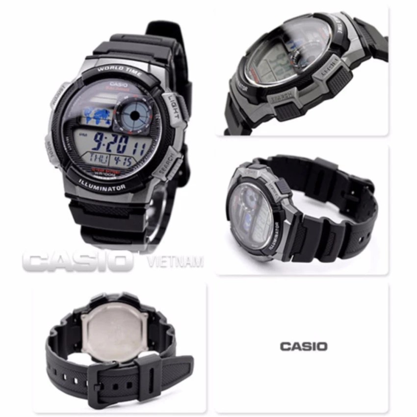 Đồng hồ nam dây nhựa Casio chính hãng Anh Khuê AE-1000W-1BVDF