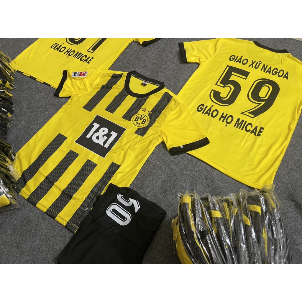 Áo Bóng Đá Trẻ Em, Quần Áo Đá Banh Cho Bé CLB DORTMUND mùa 2022 - 2023 Thun Lạnh - Vicsport