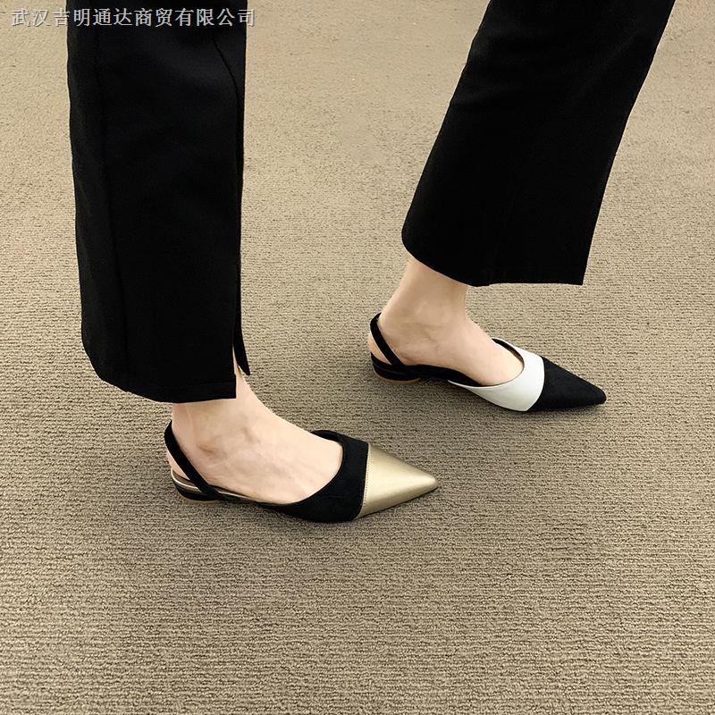 Giày Sandal Mũi Nhọn Gót Thấp Chống Trượt Thời Trang Mùa Hè Dành Cho Nữ 2022