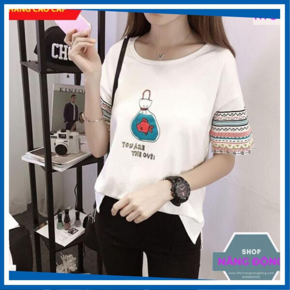 Áo Thun Nữ 🥇FREESHIP️🥇 Áo phông nữ tay ngắn chất đẹp, thun cotton, mịn, mát, sành điệu in hình cá Mã áo: M07 ⚡ *