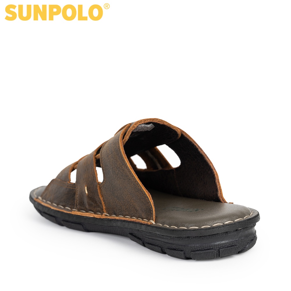 Dép quai ngang nam da bò cao cấp SUNPOLO AQN013 - Có Big size 44 45