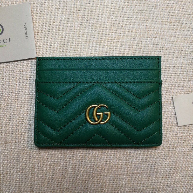 ví bóp đựng thẻ logo chữ G đôi đính mặt da cao cấp gucci GC GG