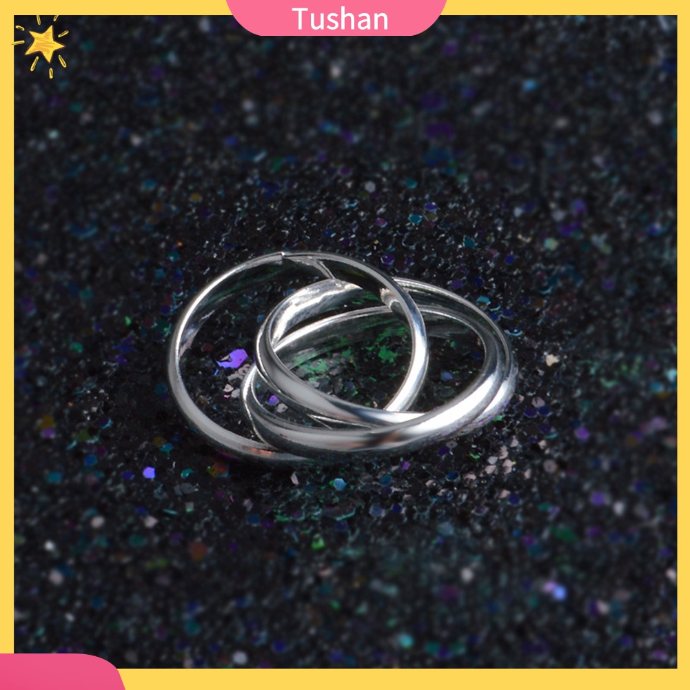 Nhẫn đeo ngón tay dự tiệc cưới 3 vòng tròn bắt chéo mịn màng sáng tạo cho nữ